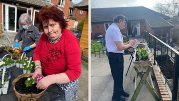 Residents plant beautiful spring flowers at Walsall care home